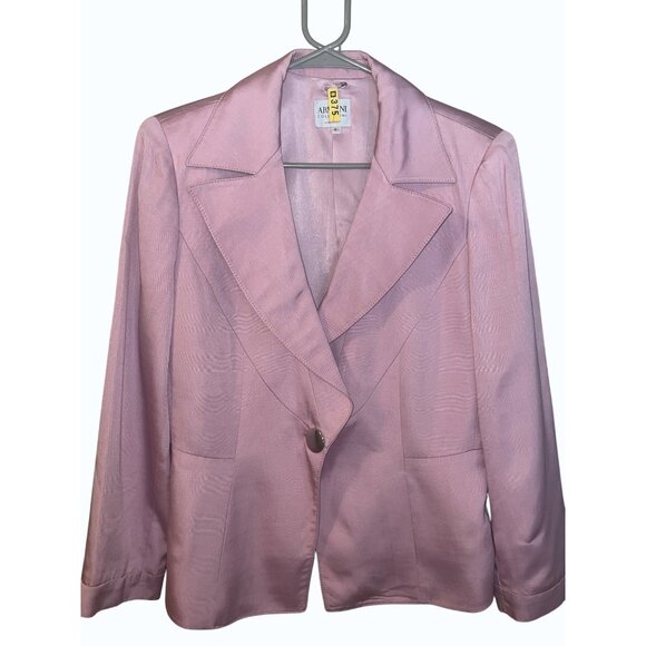 Vintage Armani‎ Collezioni Soft Pink Blazer Jacket Size 12 Viscose Made in Italy - Picture 1 of 15